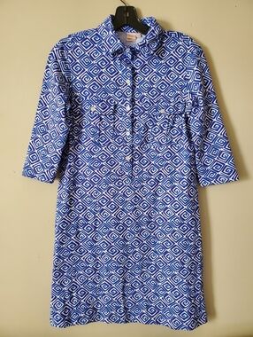 Persifor Collared Abstract Mini Dress Tennis Prep Casual Half Sleeve Size XS